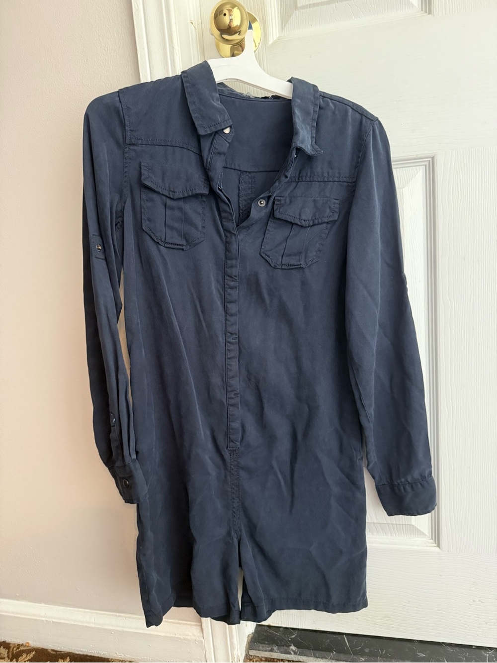 Nameless Navy Women's Button-Down Tunic Shirt